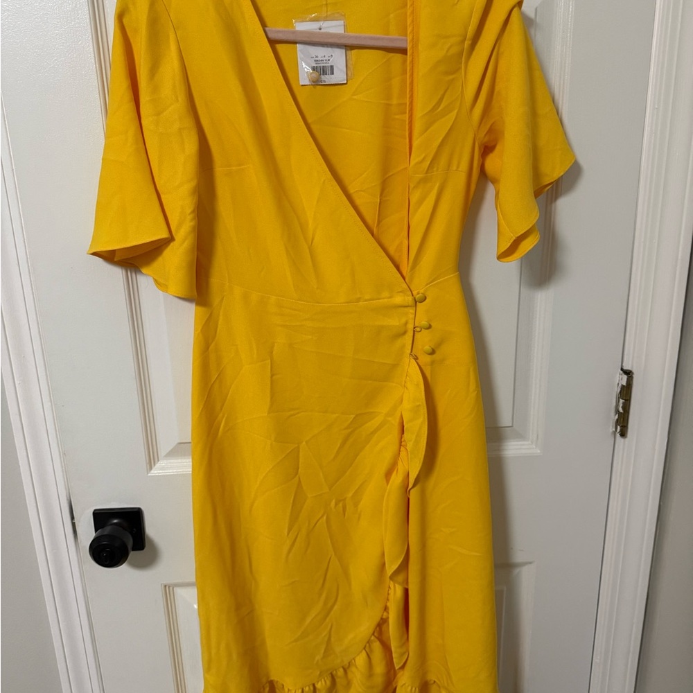 Top shop Yellow Wrap Dress